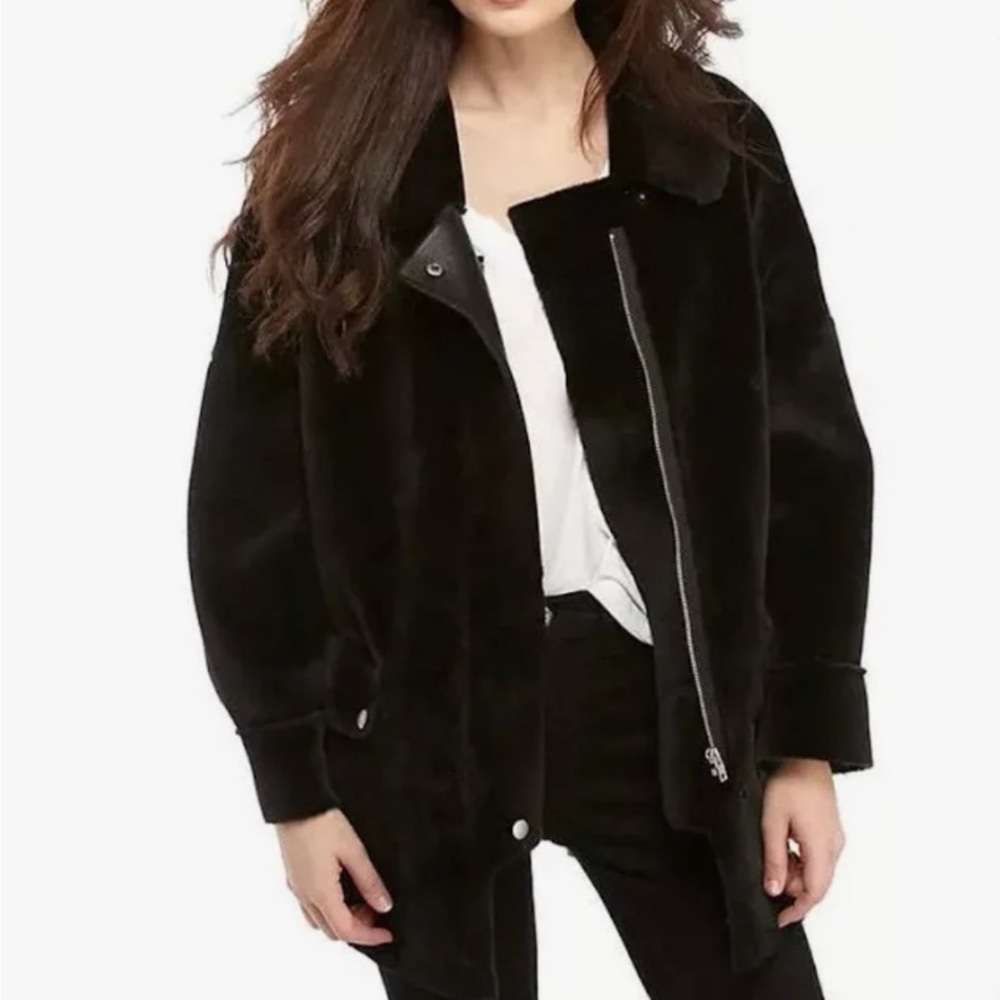 Free People Faux Fur Sherpa Leather Jacket